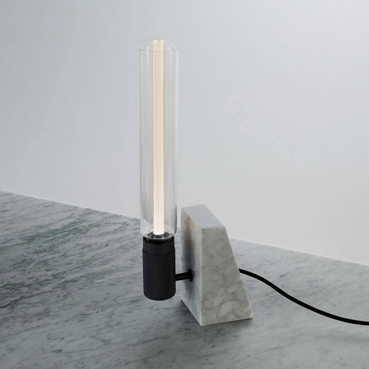 LED Table Lamp in White Marble