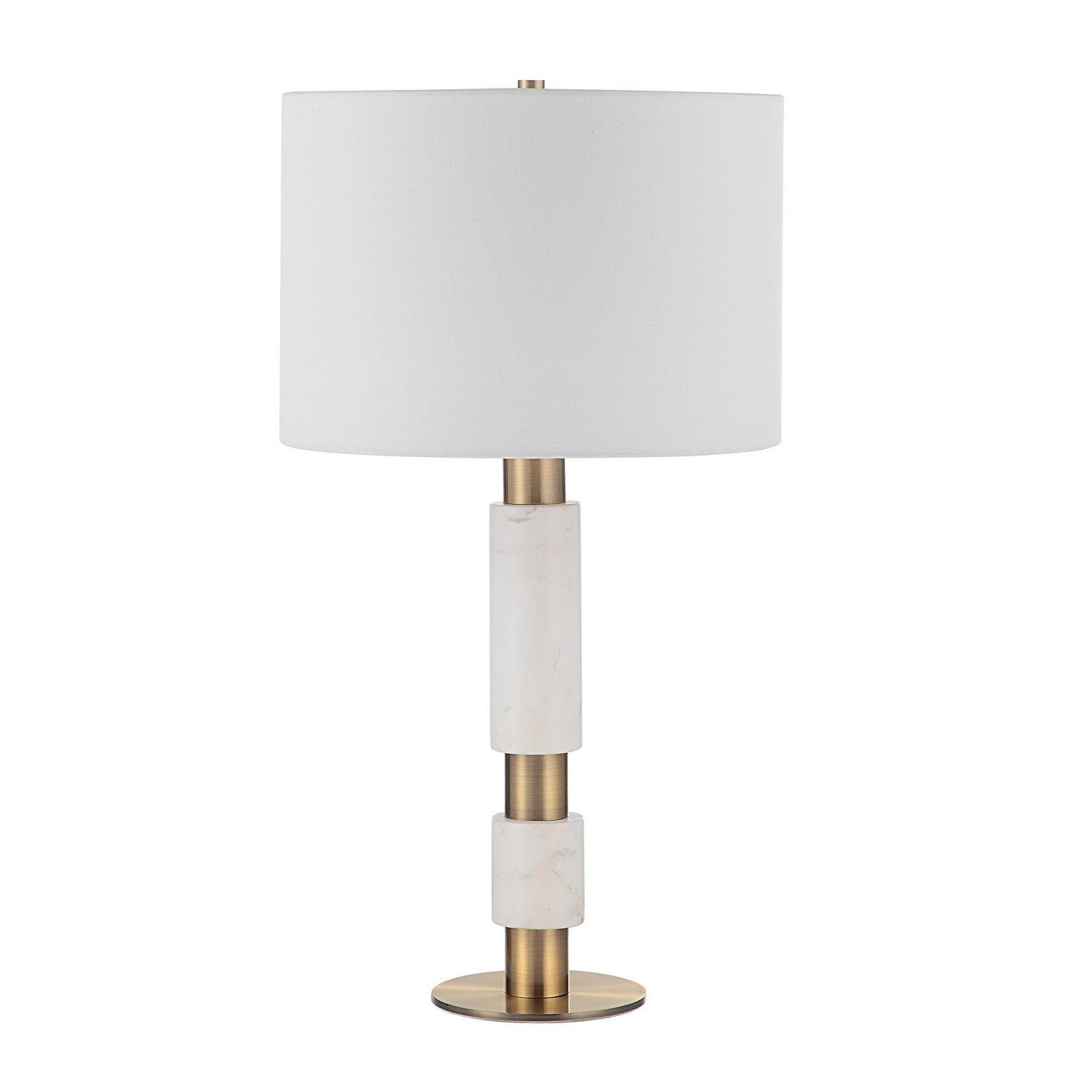 Pirot LED Table Lamp in Honed White Antique Brushed Brass