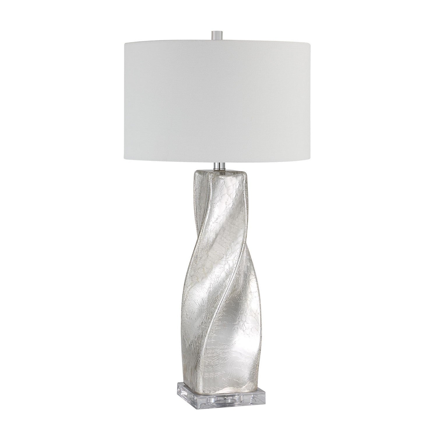 Lyons One Light Table Lamp in Crackled Mercury Silver