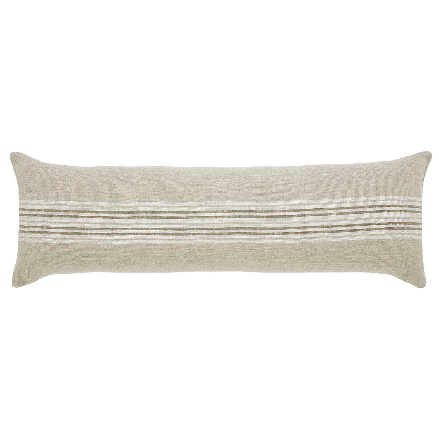 Coussin Felipe à rayures blanc naturel et marron foncé