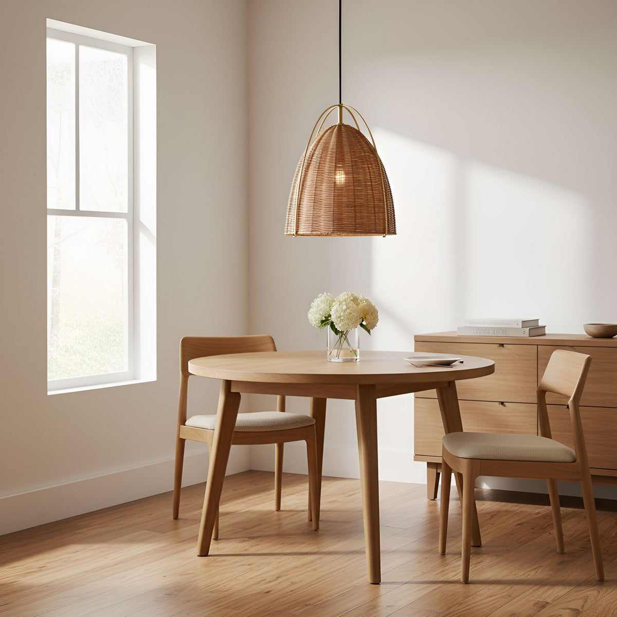 Norman One Light Pendant in Blonde Rattan