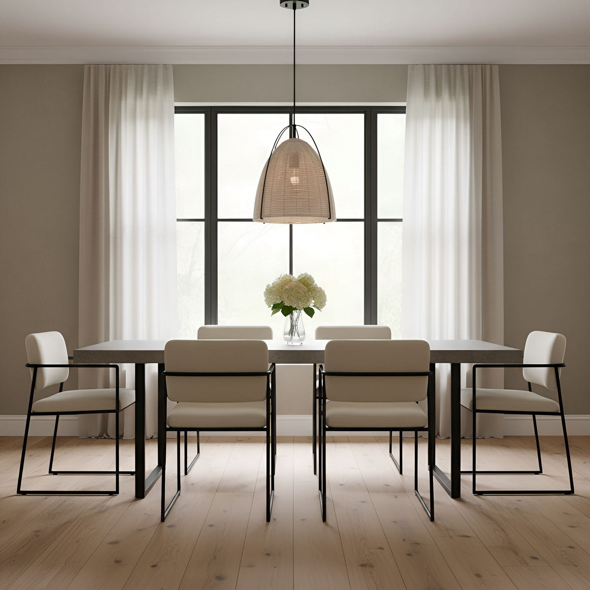 Norman One Light Pendant in Ash Wicker