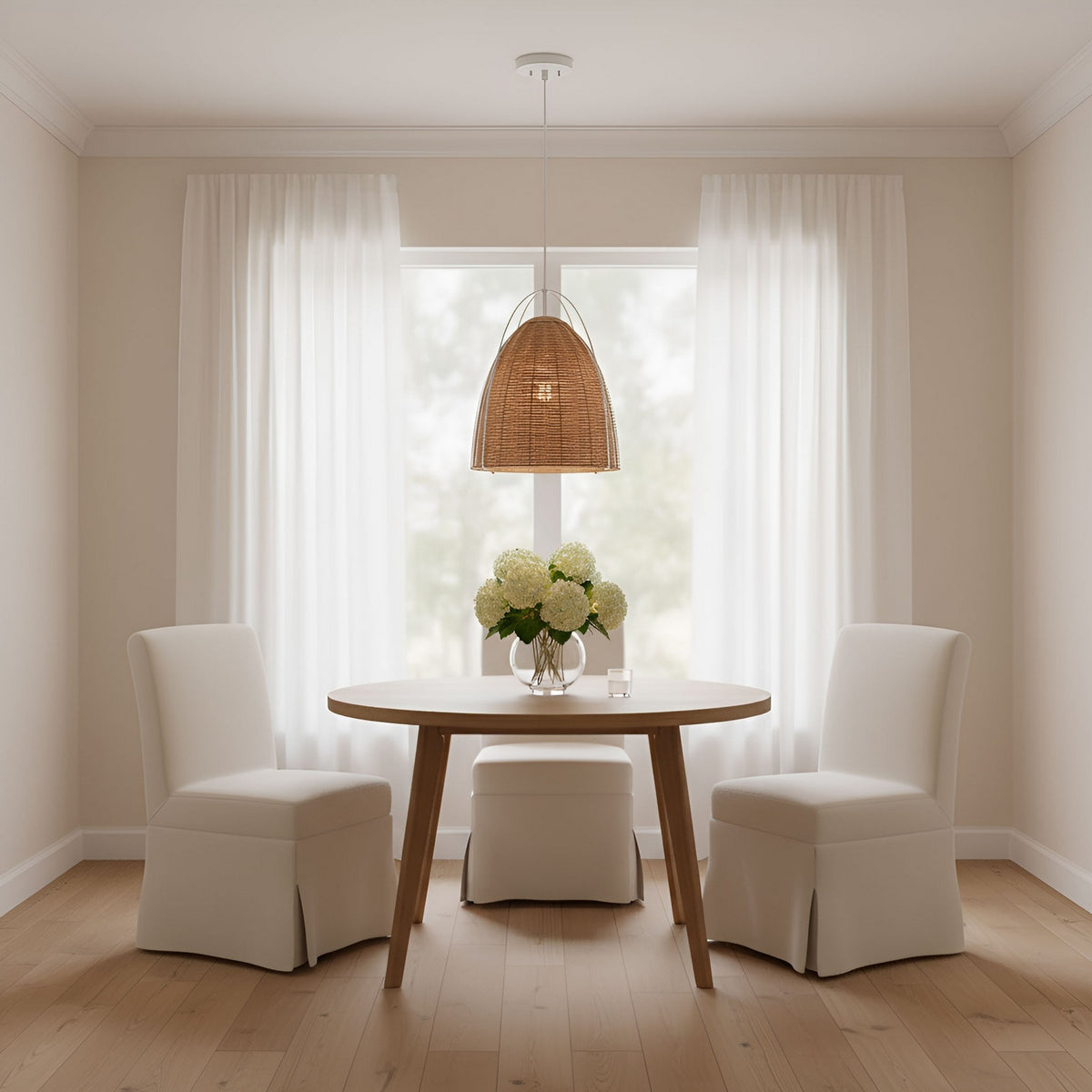 Norman One Light Pendant in Blonde Rattan