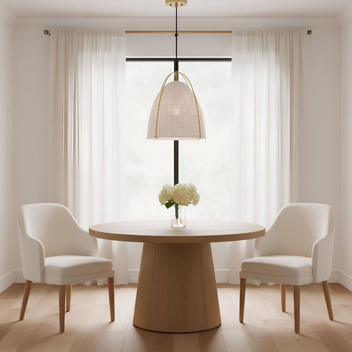 Norman One Light Pendant in Chalk Wicker