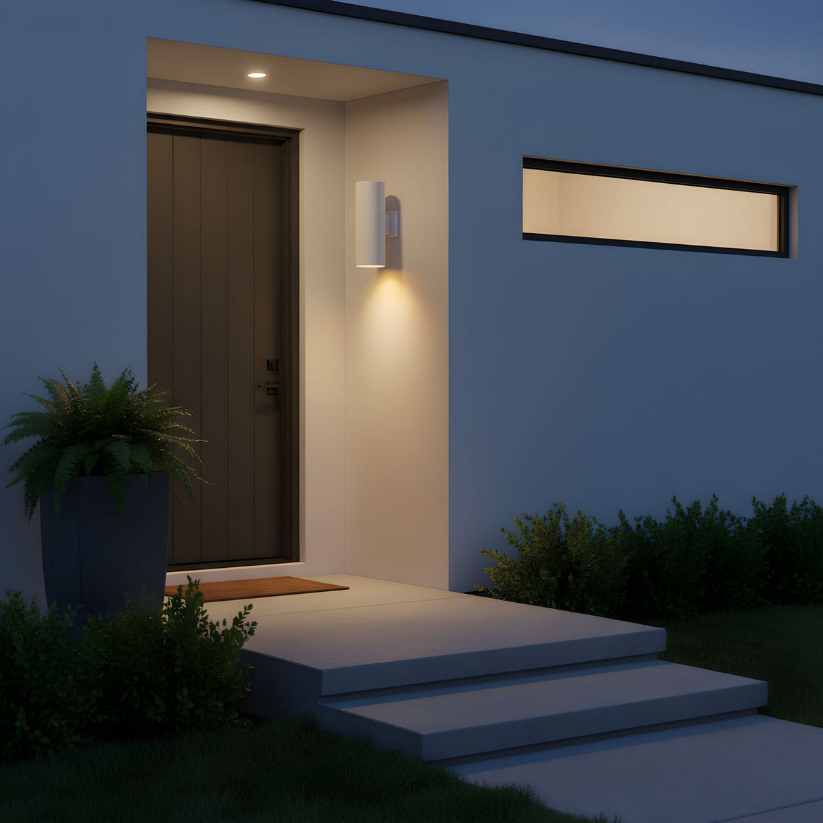 Outdoor Cylinders Two Light Wall Lantern in Outdoor Textured White