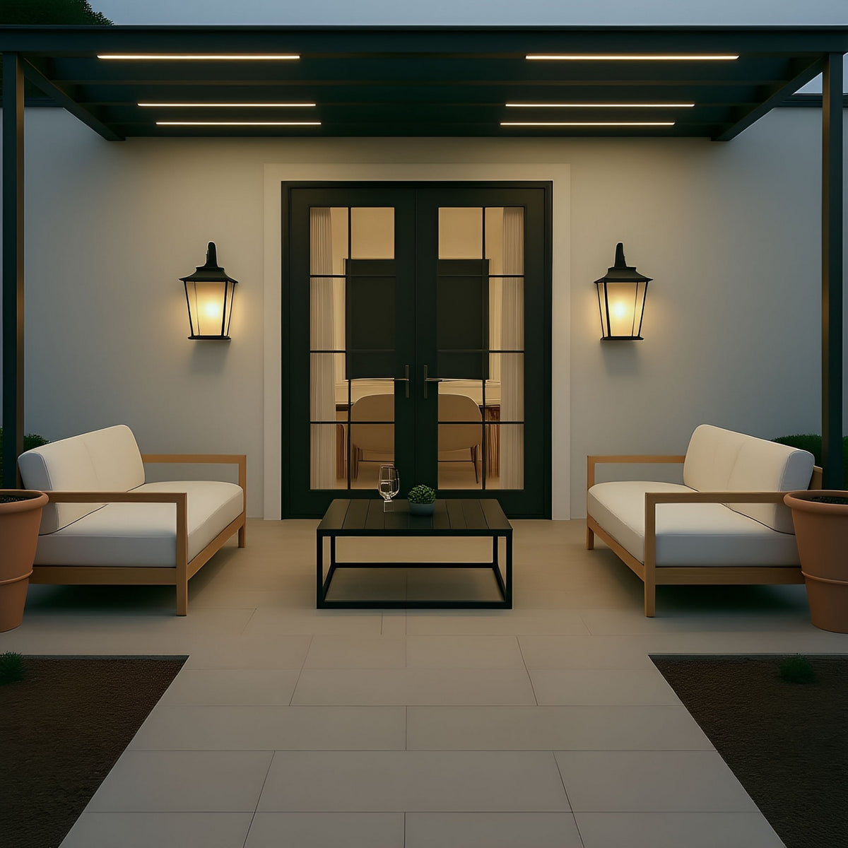 Warren LED Wall Lantern in Textured Black