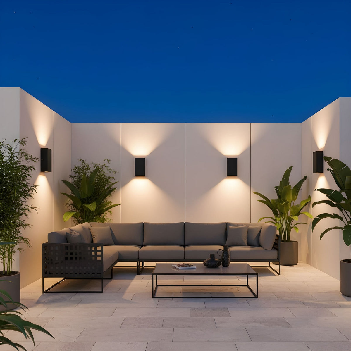 Kukei LED Wall Lantern in Textured Black