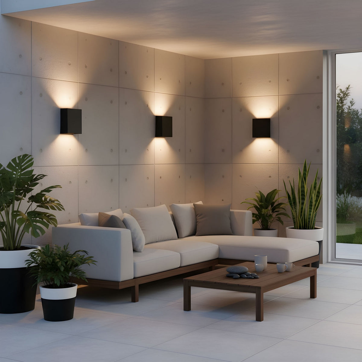 Kakudo LED Wall Lantern in Textured Black
