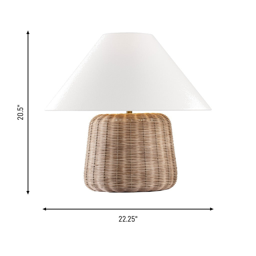 Lampe de table à une lumière Dumar en rotin blond