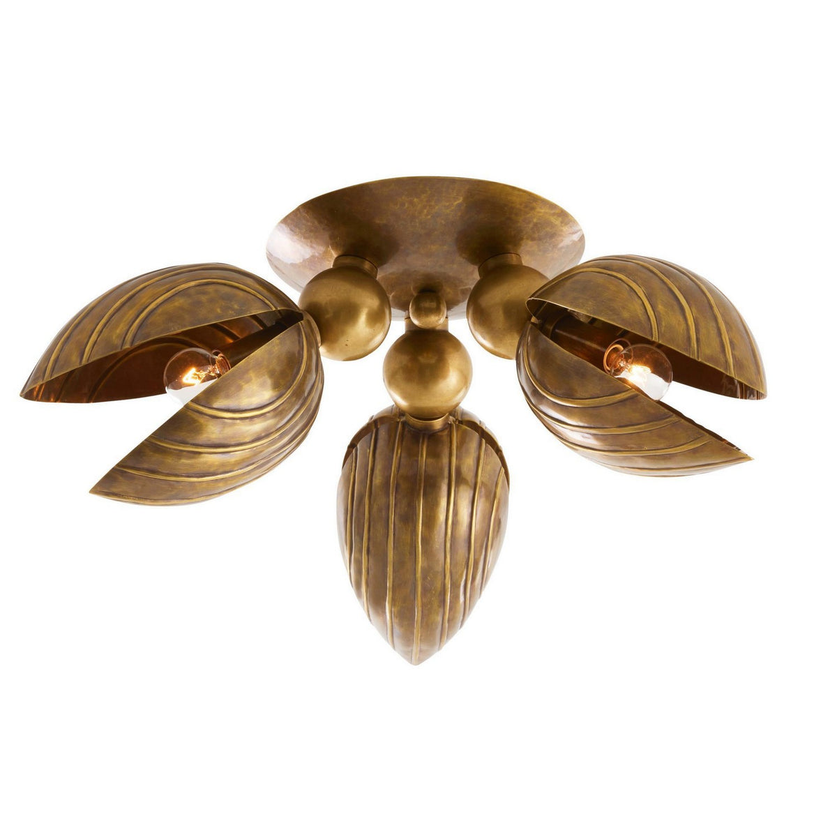 Inessa Three Light Flush Mount in Vintage Brass