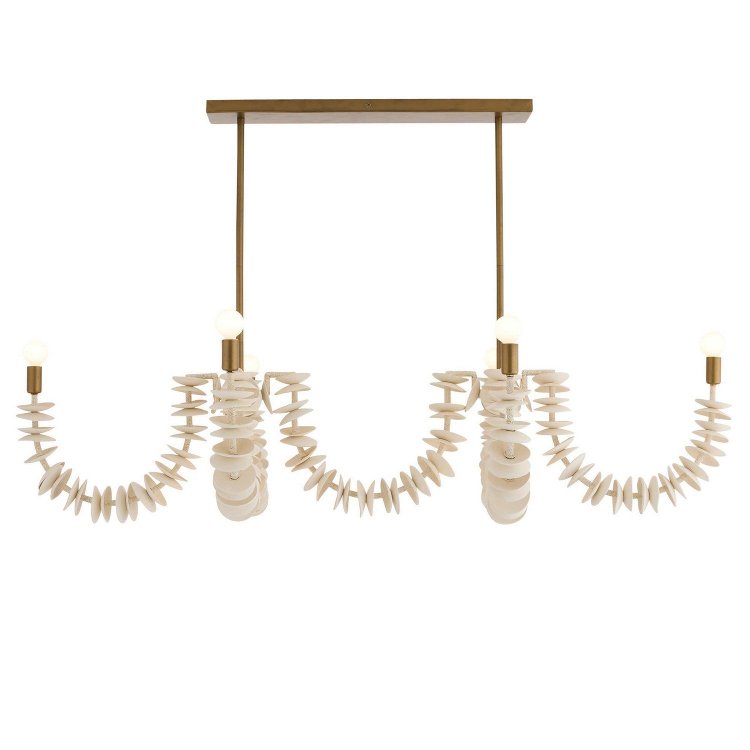 Kalama Eight Light Linear Chandelier in Ivory