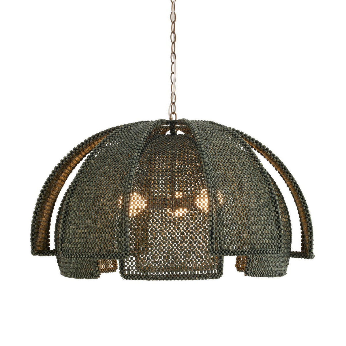 Kamari Three Light Pendant in Eucalyptus Stain