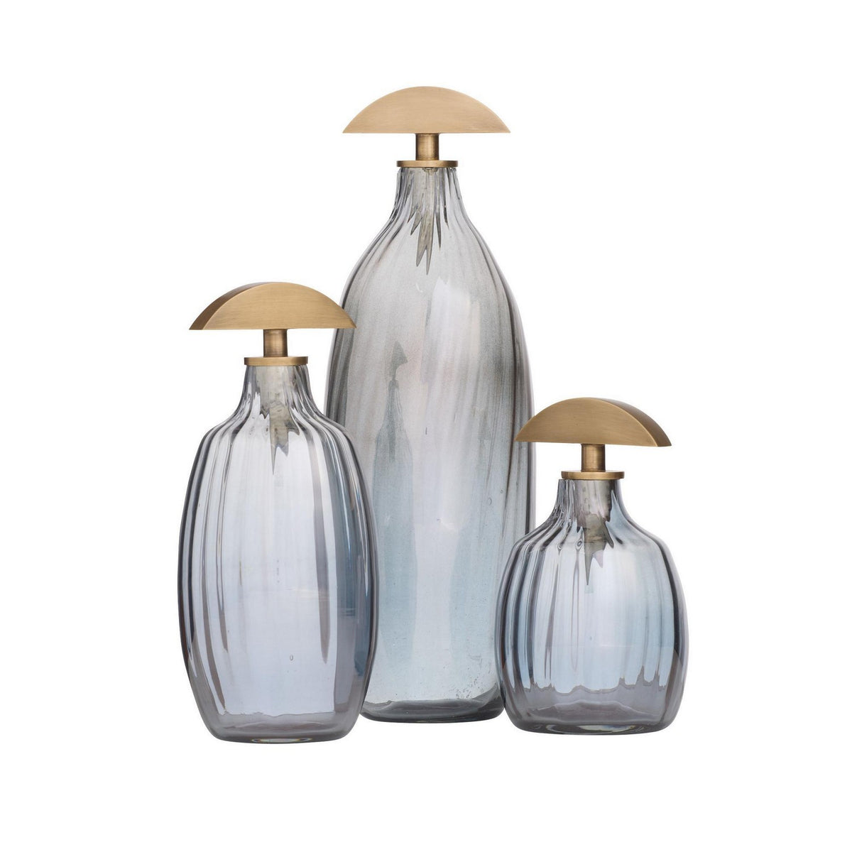 Carafes Karis, ensemble de 3 en bleu fumé lustré