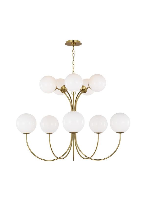 Lustre Noémie à dix lumières en laiton bruni