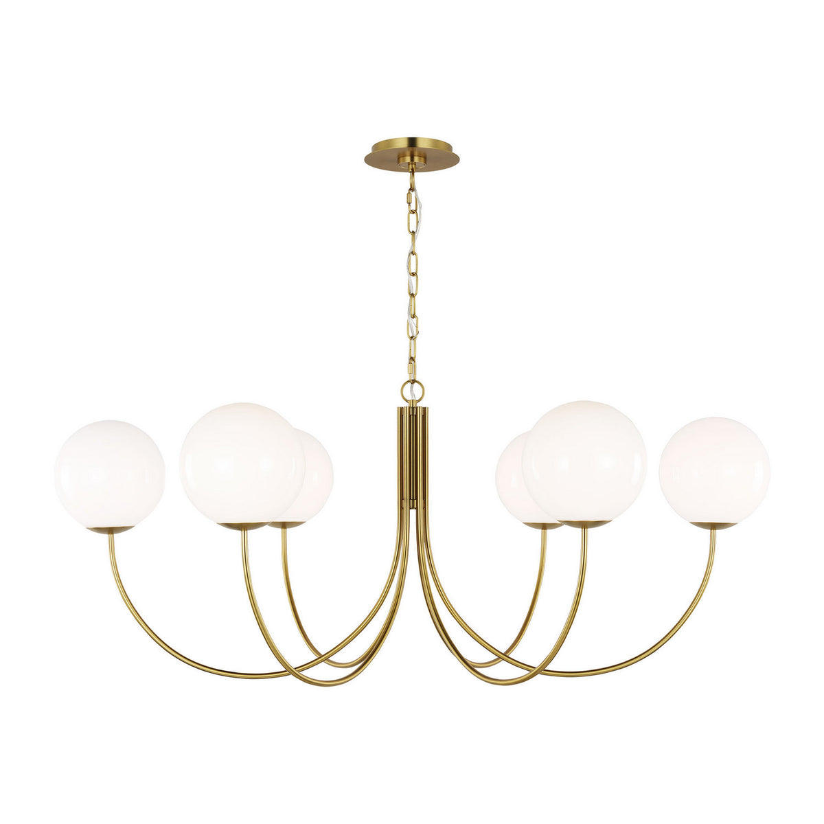 Noemie Six Light Chandelier in Burnished Brass