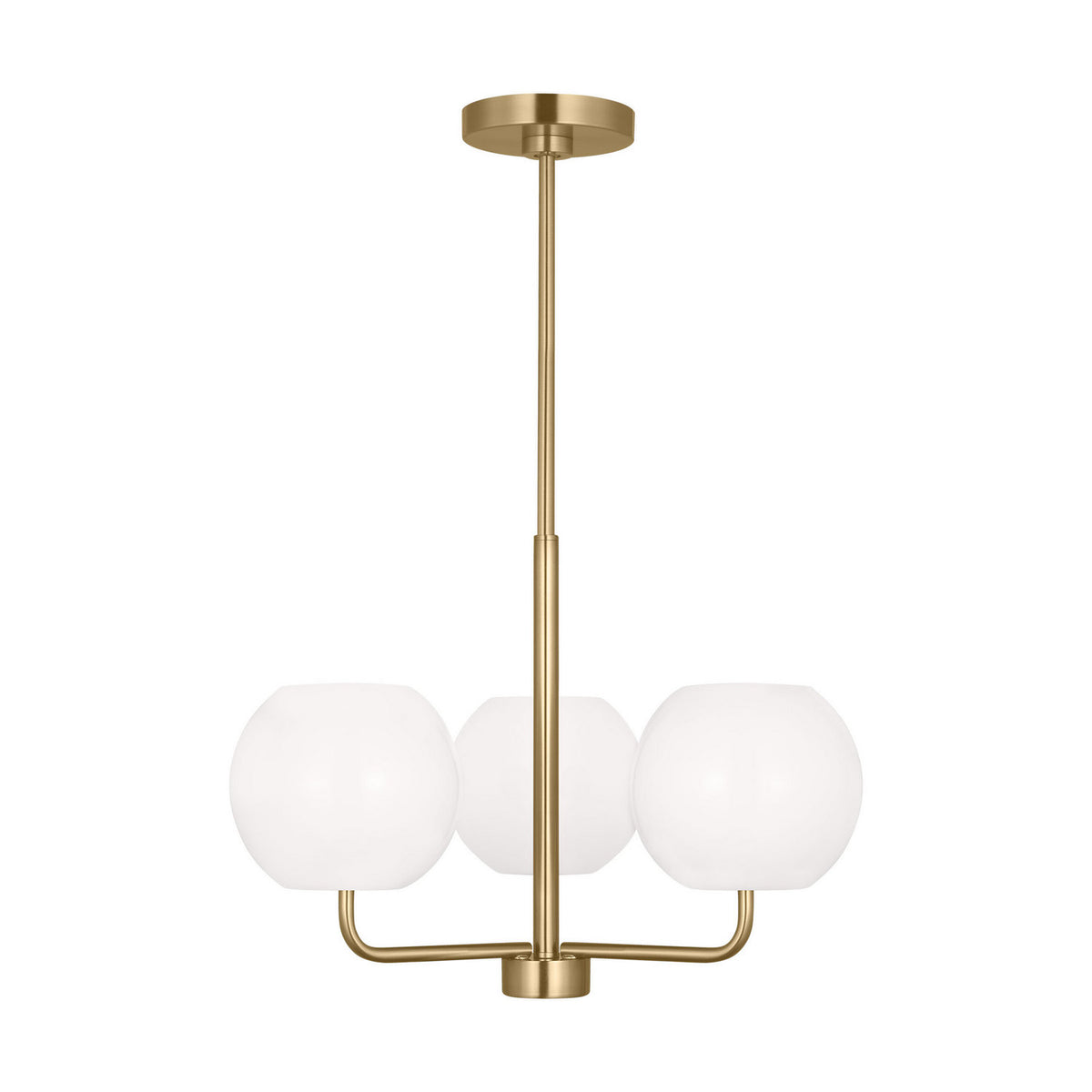 Rory Three Light Chandelier in Satin Brass