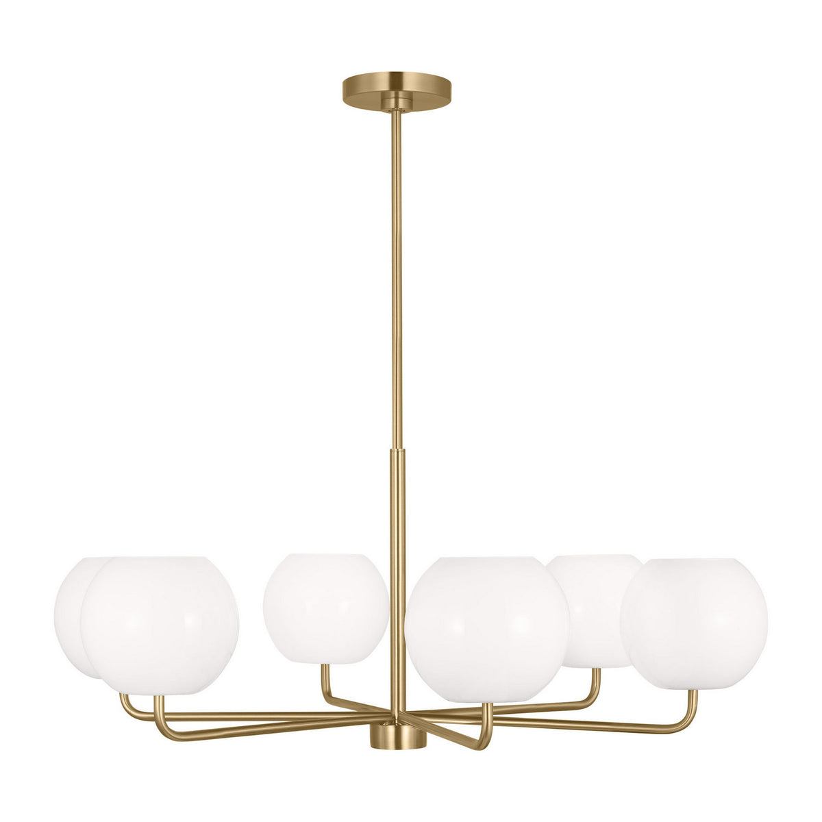 Rory Six Light Chandelier in Satin Brass