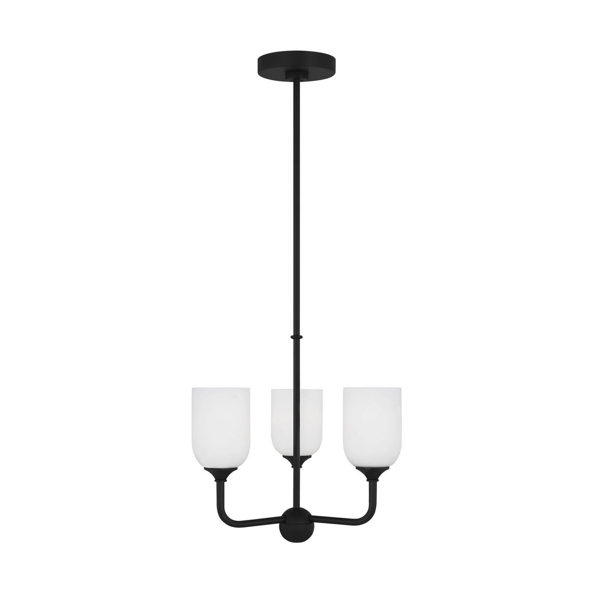 Emile Three Light Chandelier in Midnight Black