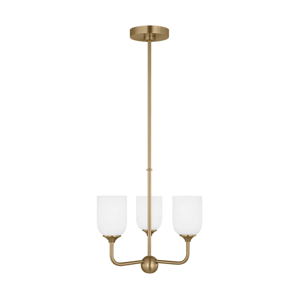 Emile Three Light Chandelier in Satin Brass