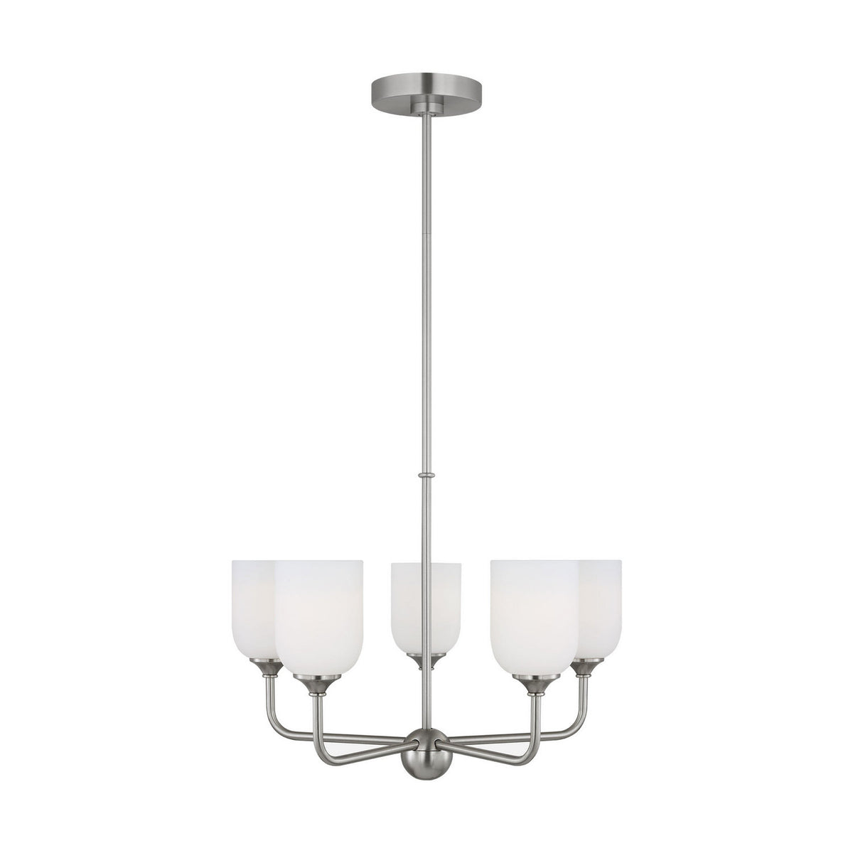 Emile Five Light Chandelier in Brushed Steel