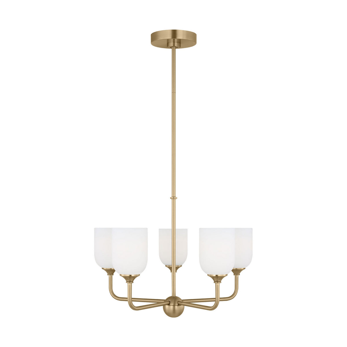 Emile Five Light Chandelier in Satin Brass