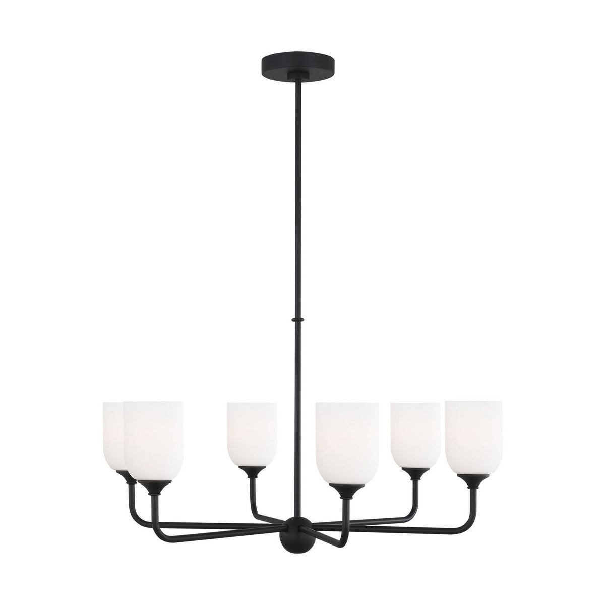 Emile Six Light Chandelier in Midnight Black