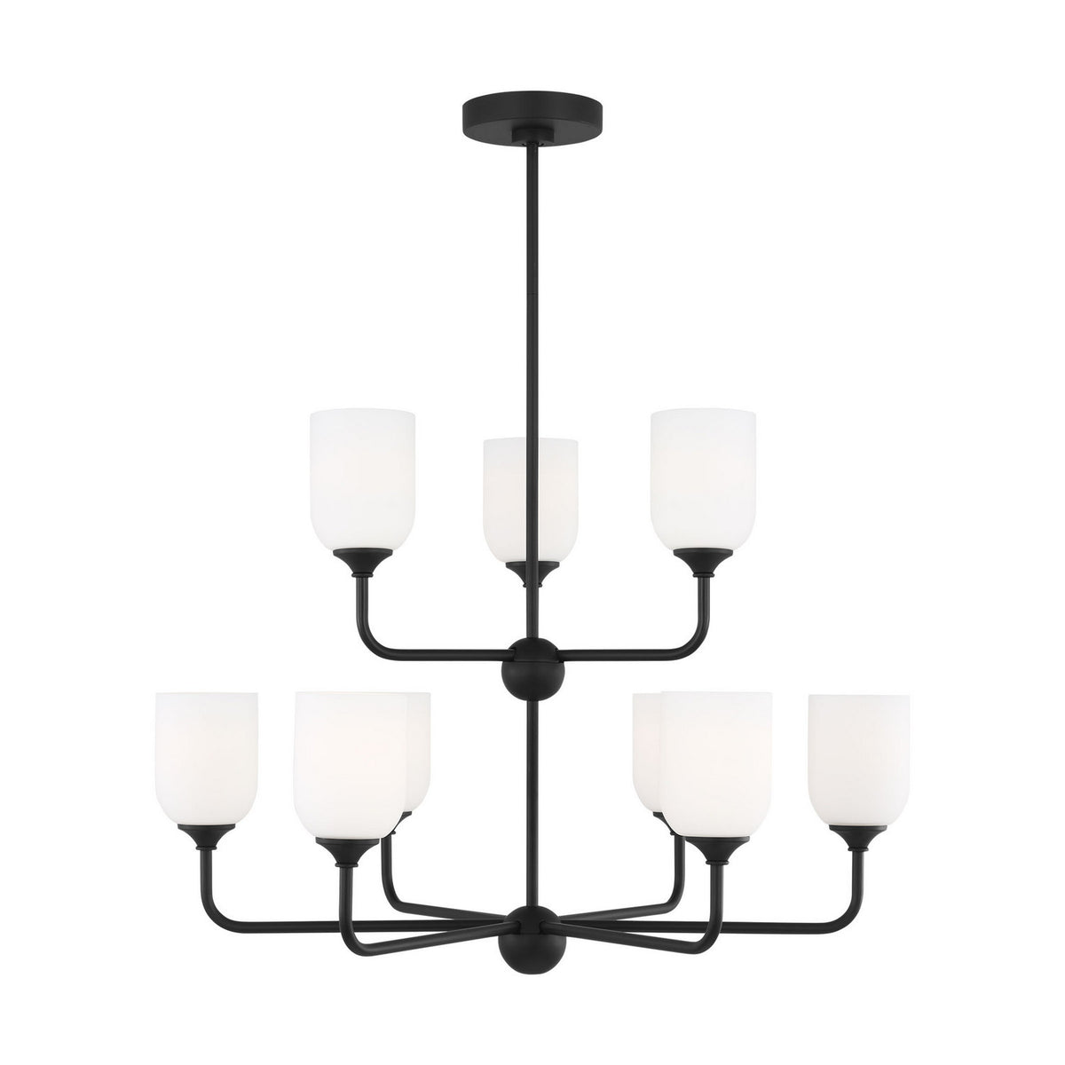 Emile Nine Light Chandelier in Midnight Black
