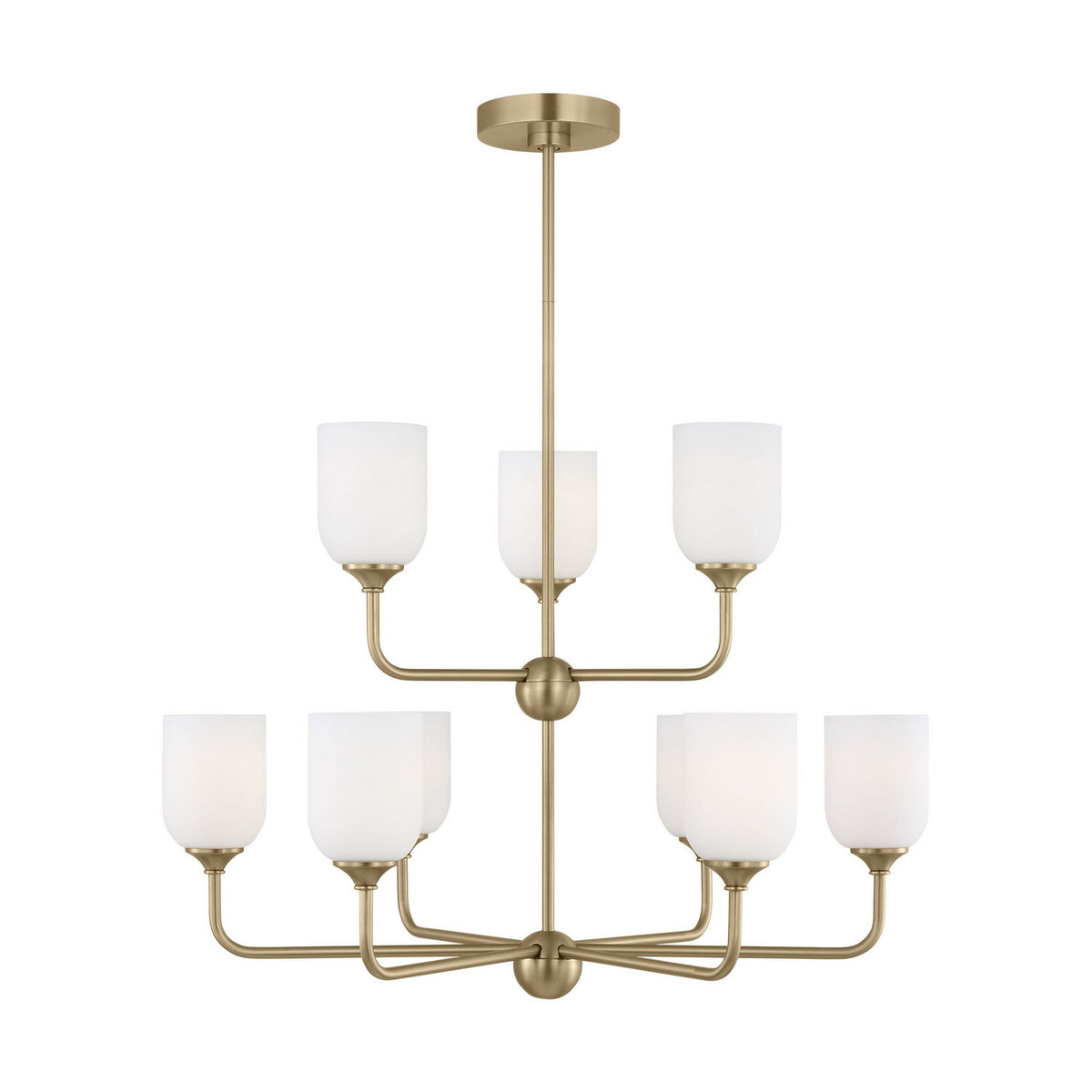 Emile Nine Light Chandelier in Satin Brass