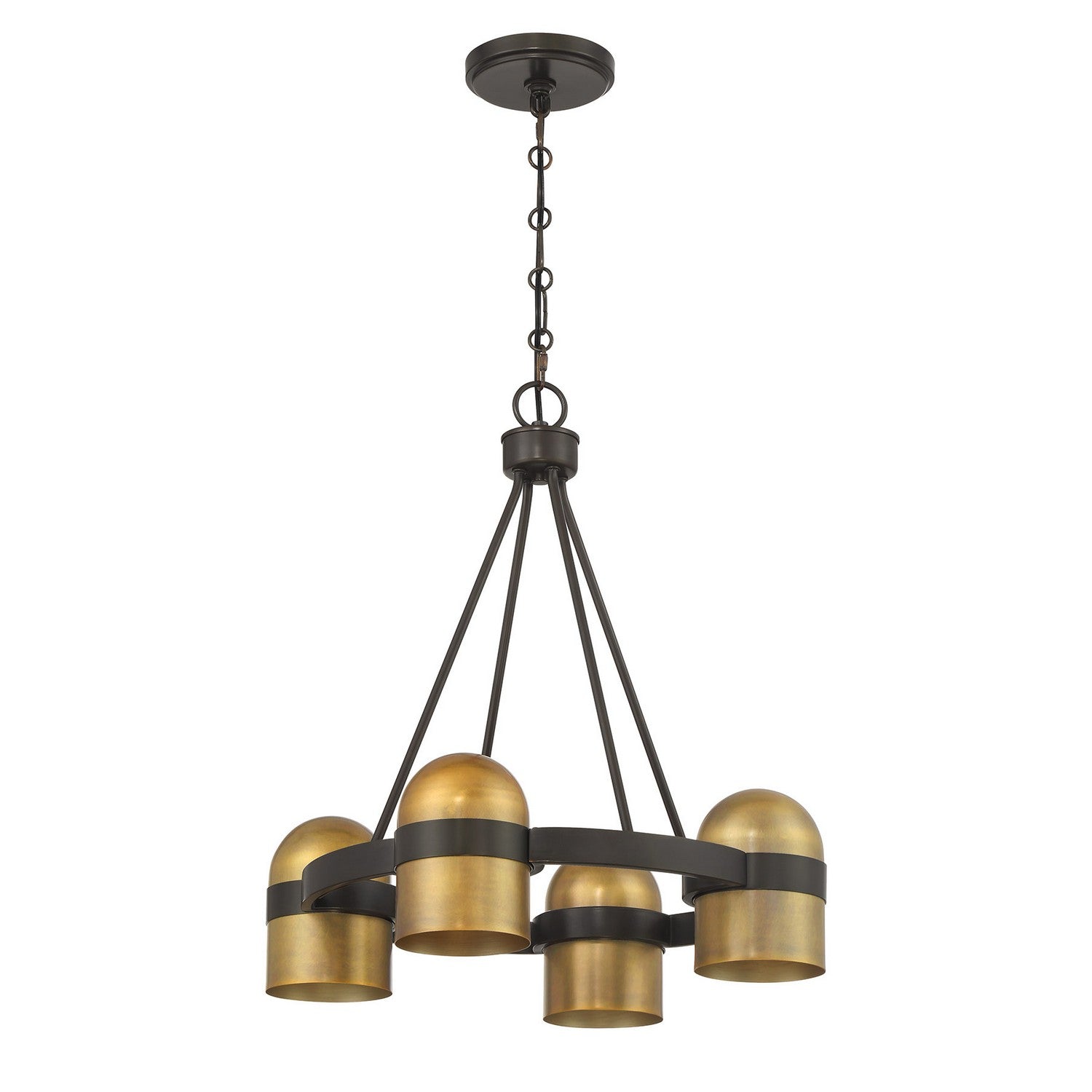 Andover Four Light Chandelier in Mediterranean Bronze and Riviera Brass
