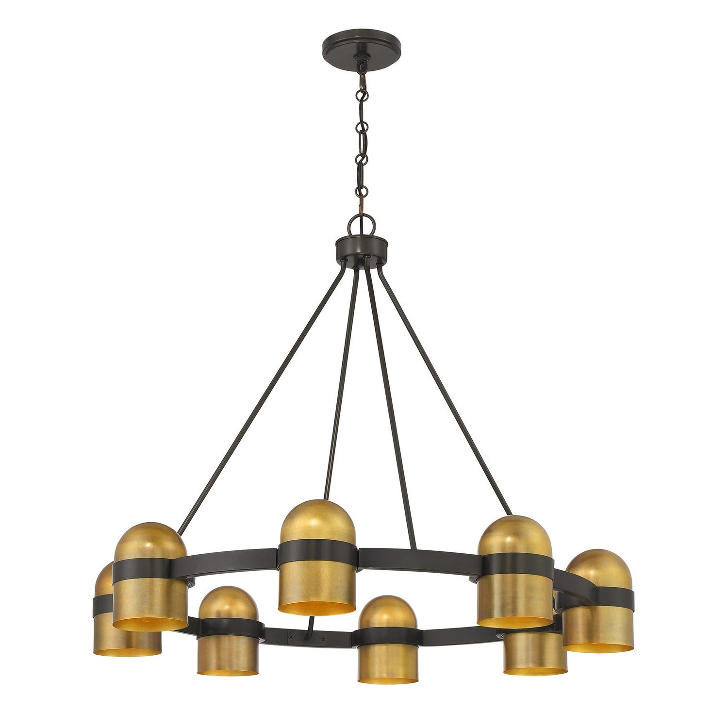Andover Eight Light Chandelier in Mediterranean Bronze and Riviera Brass