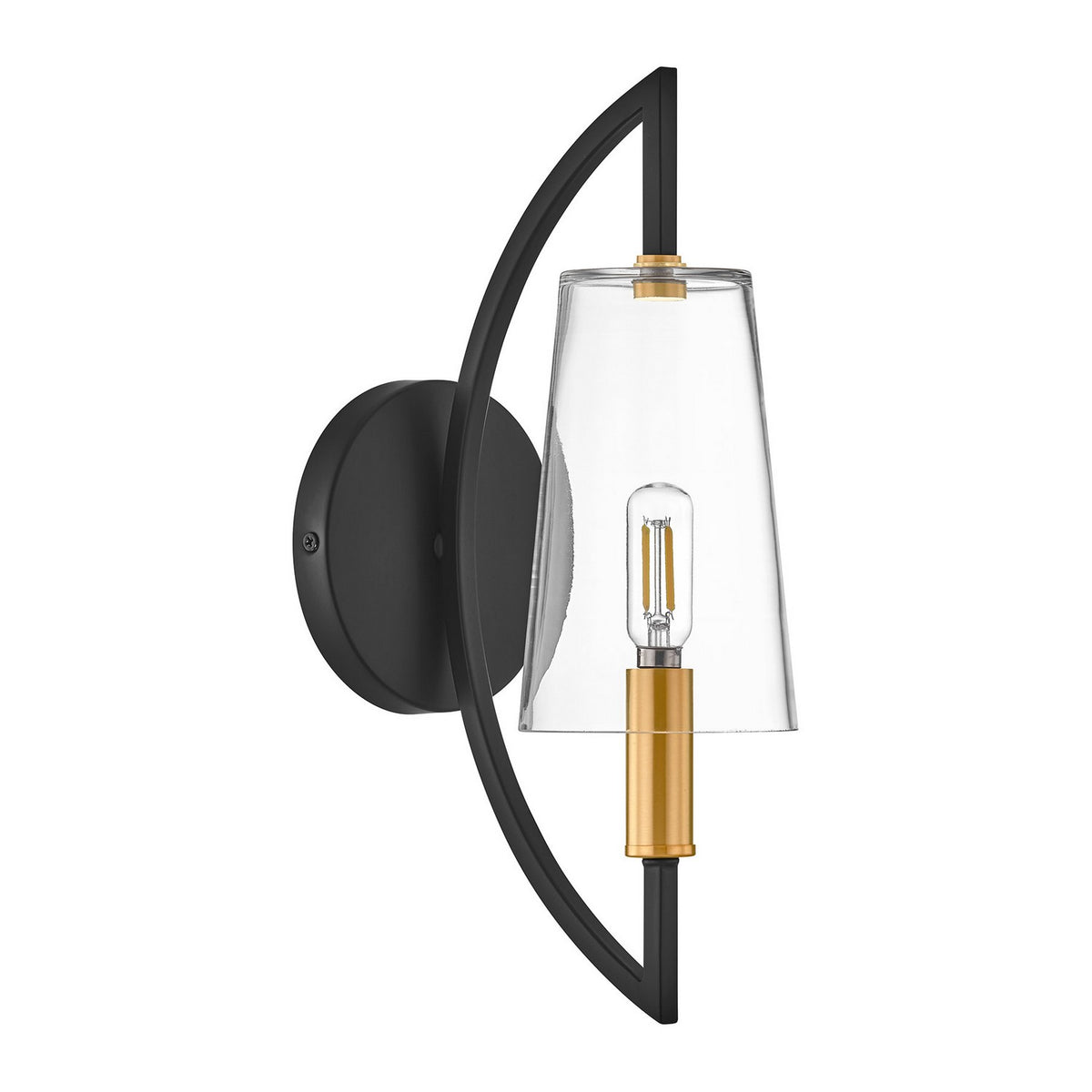 Hanley One Light Wall Sconce in Matte Black/Warm Brass