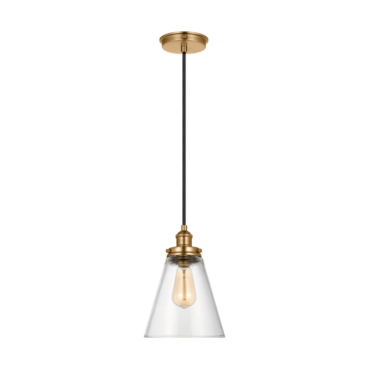 Baskin One Light Pendant in Satin Brass