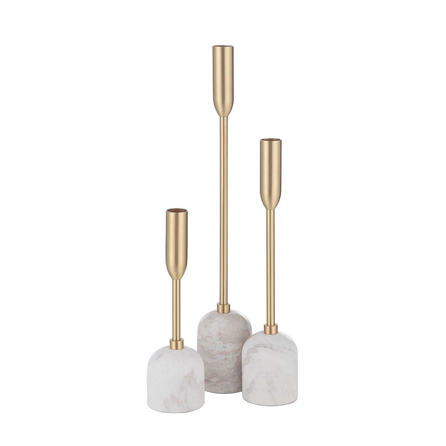 Marchesa Set Of 3 Tapered Candle Holder in Satin Brass