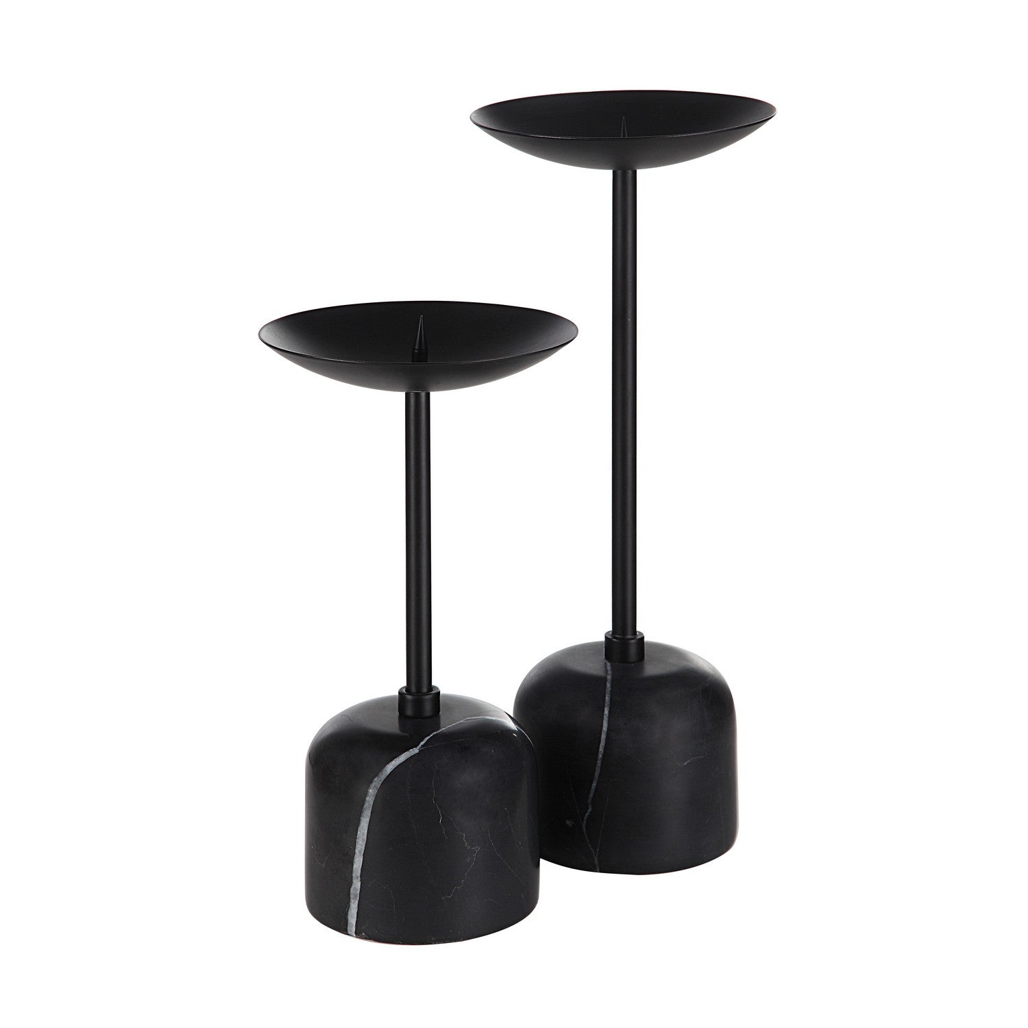 Uma Set Of 2 Pillar Candle Holder in Matte Black