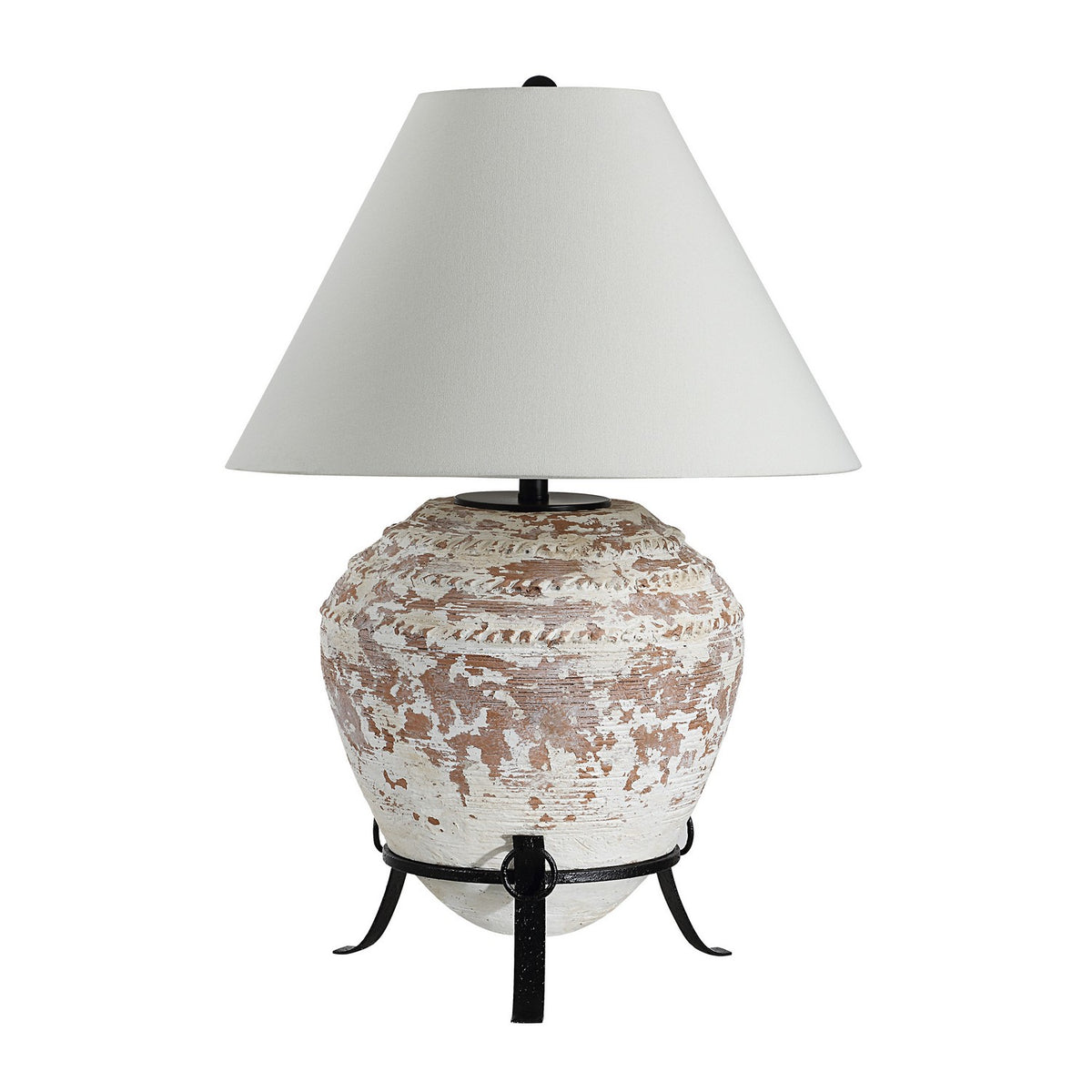 Silis Table Lamp in Textured Ceramic (Off White And Brown)
