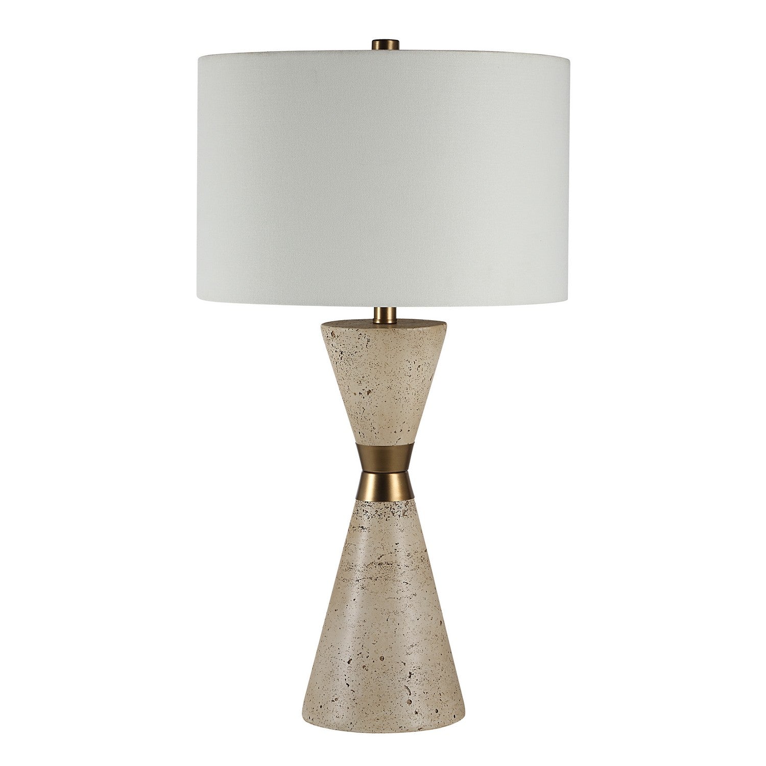 Veza Table Lamp in Faux Beige Travertine