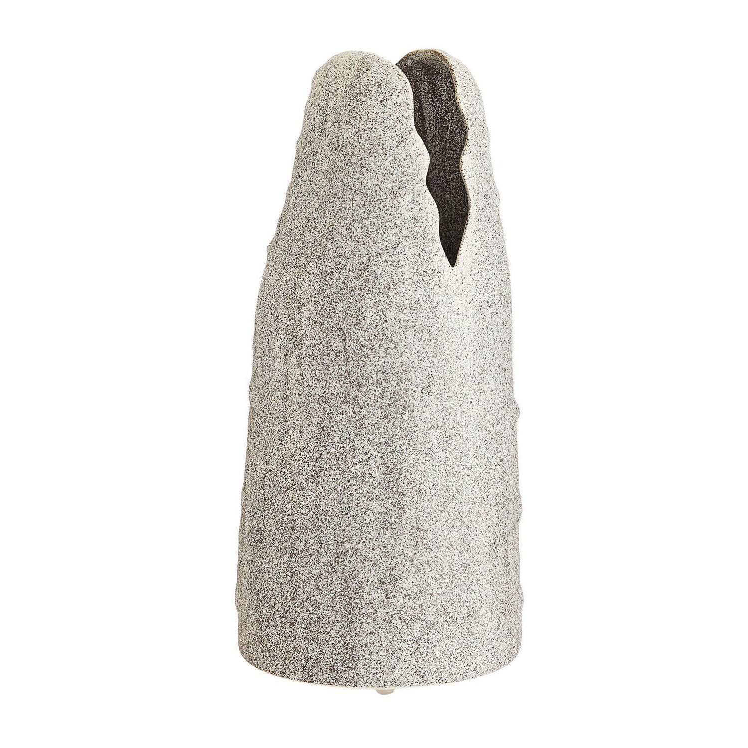 Livia Vase in White Crackle Charcoal Wash