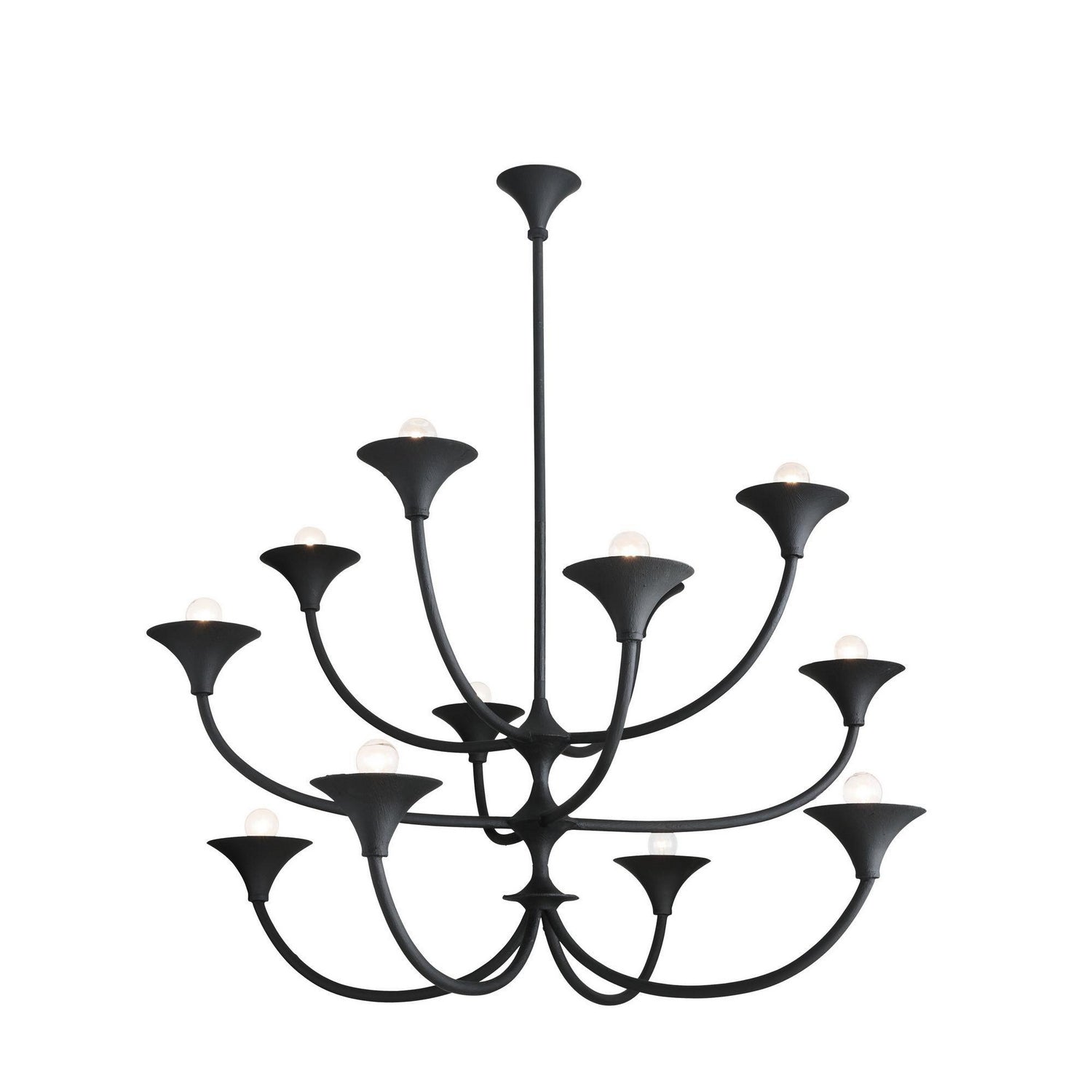 Larkin 12 Light Chandelier in Black Gesso