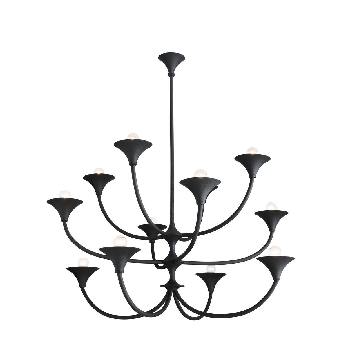 Larkin 12 Light Chandelier in Black Gesso