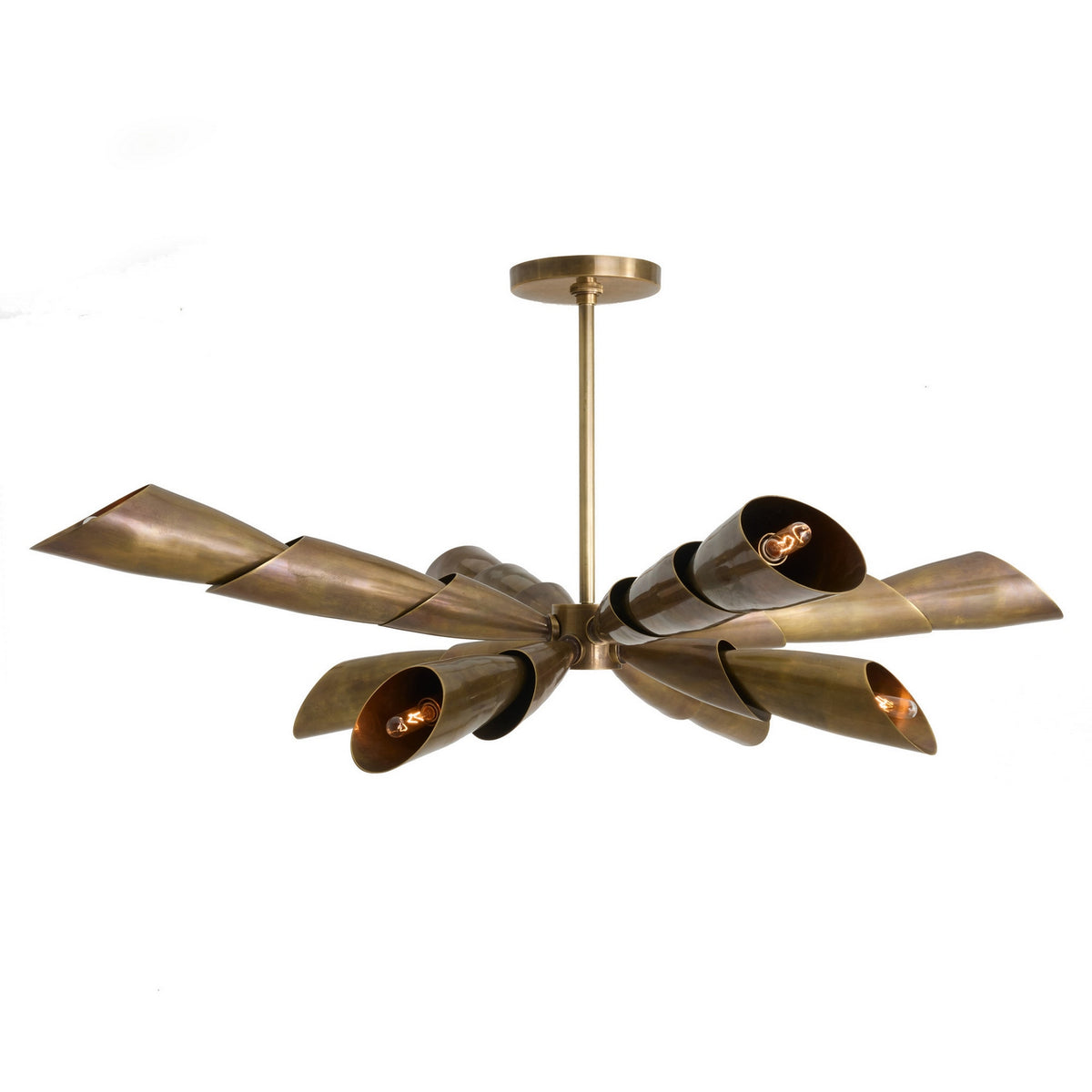 Morgan Eight Light Flush Mount in Vintage Brass