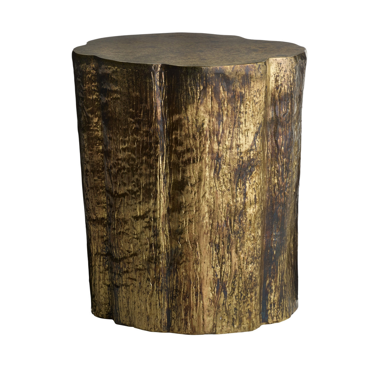 Minerva End Table in Distressed Antique Brass