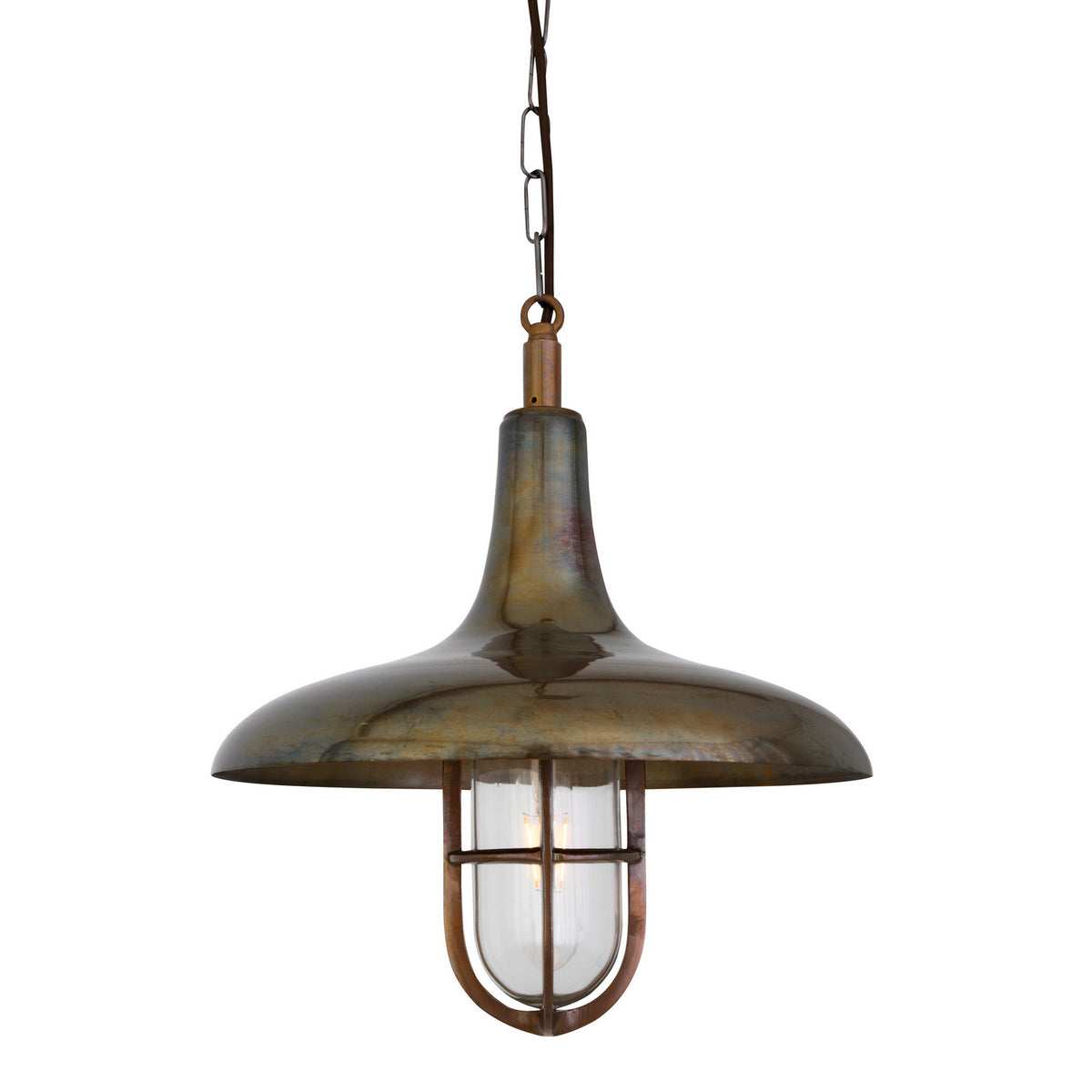 Mira One Light Pendant in Antique Brass