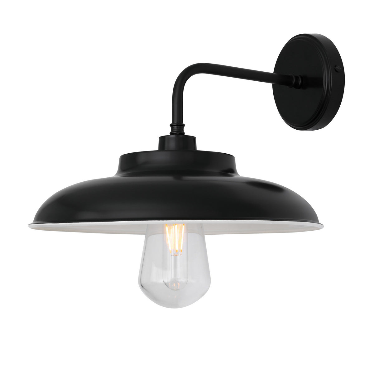 Darya One Light Wall Sconce in Matt Black & White Inner