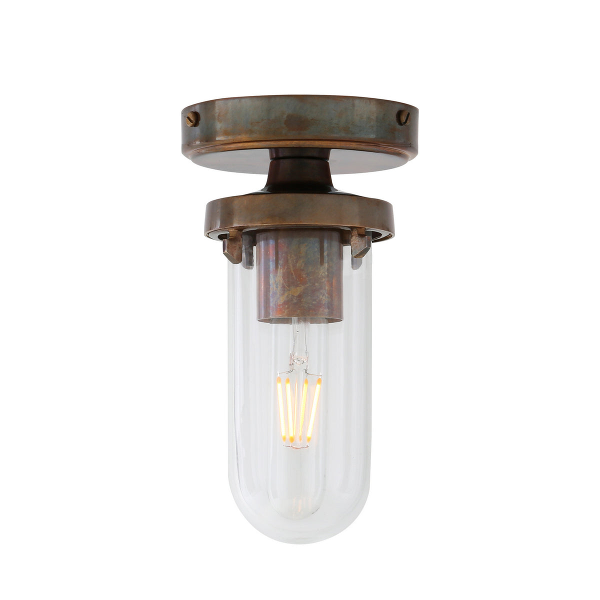 Oregon-B One Light Flush Mount in Antique Brass