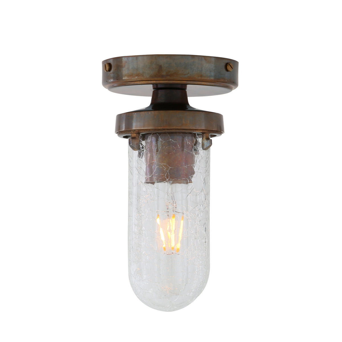 Oregon-B One Light Flush Mount in Antique Brass