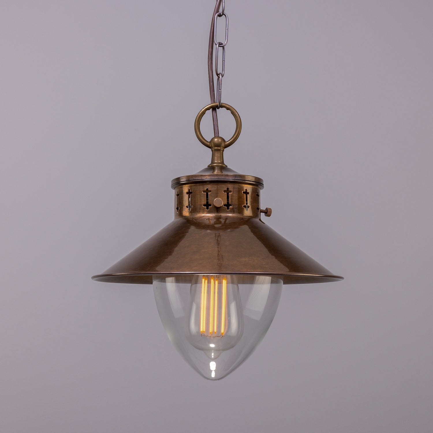 Suspension Boyd à une lumière en laiton antique