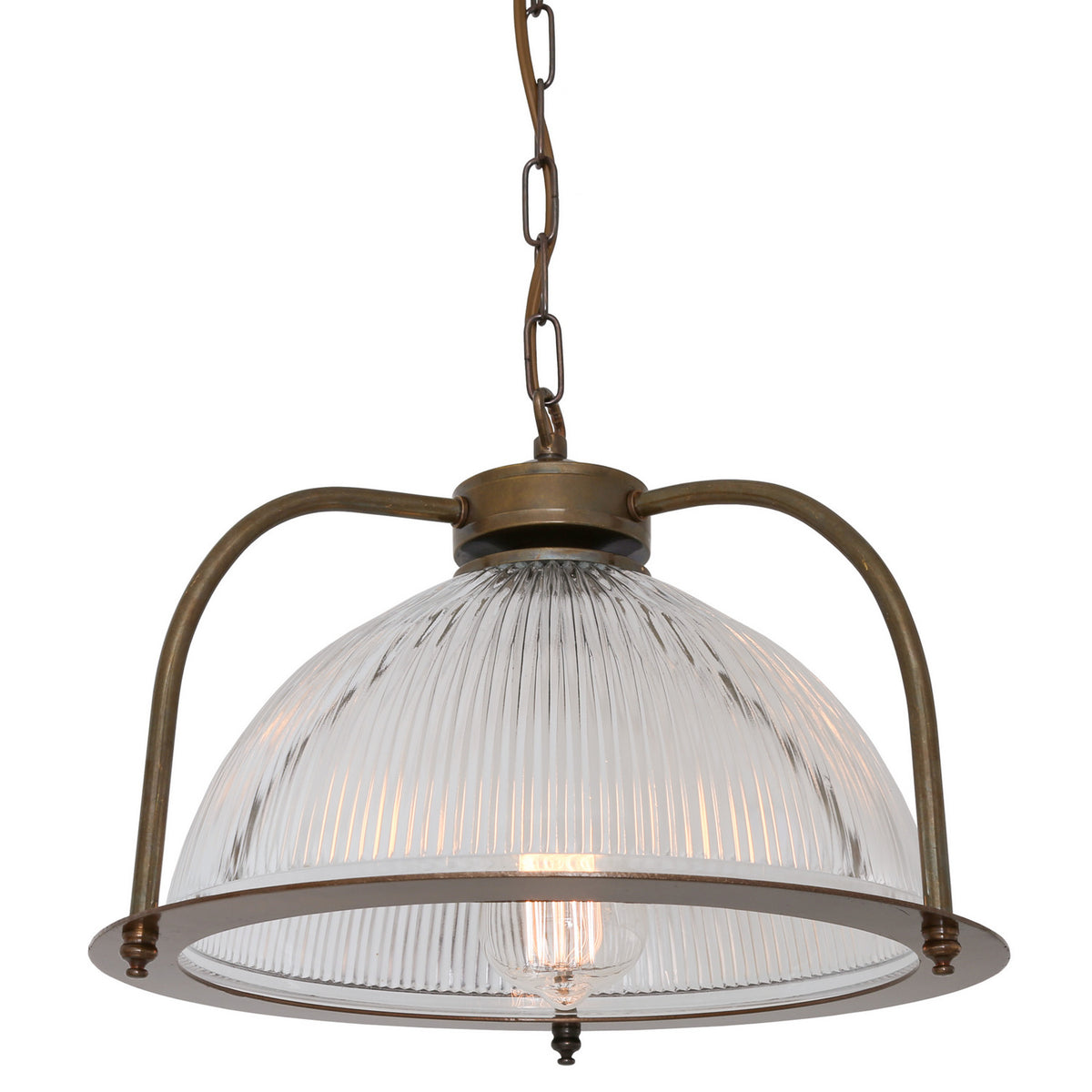Bousta One Light Pendant in Antique Brass & Bronze Ring