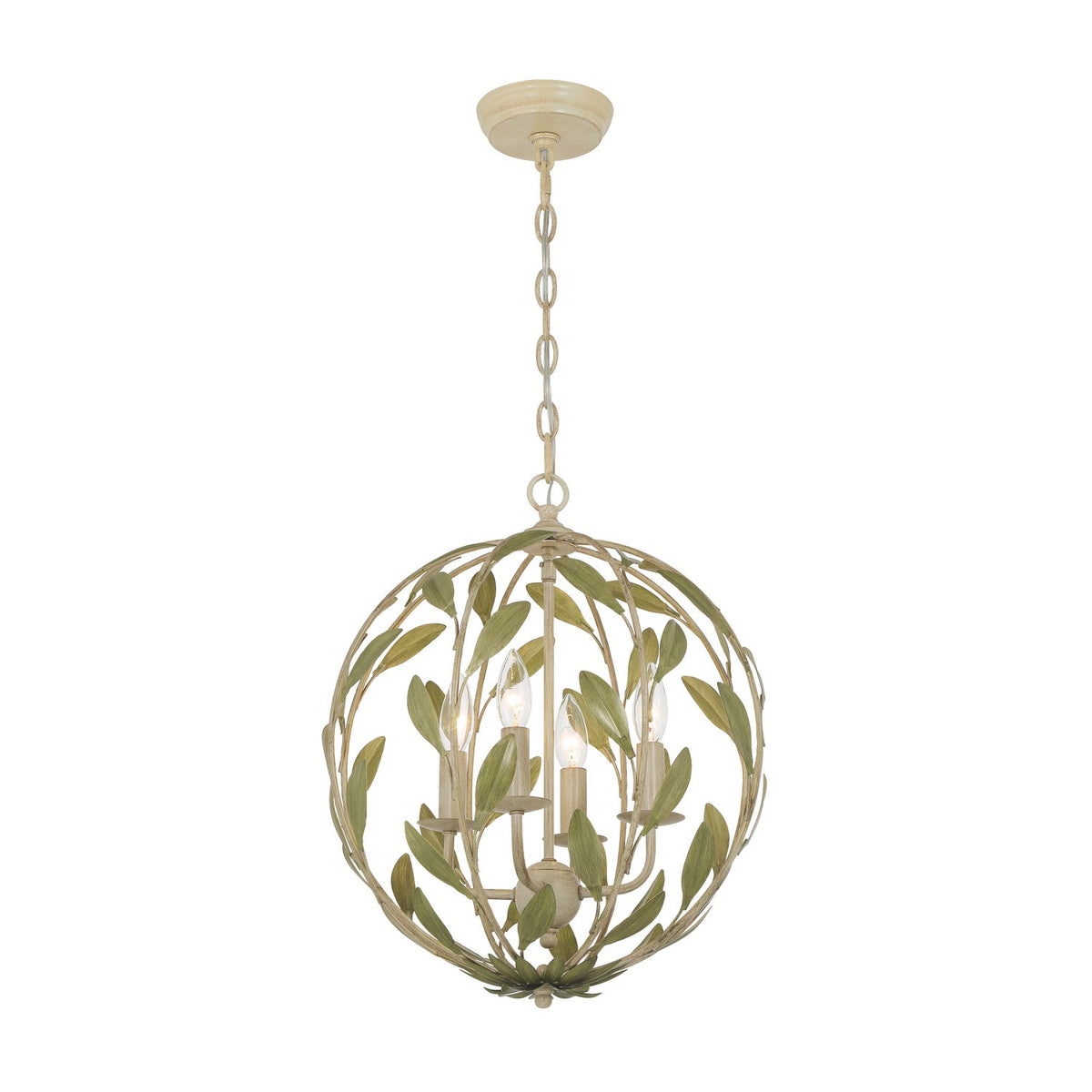 Broche Four Light Chandelier in Champagne Green Tea