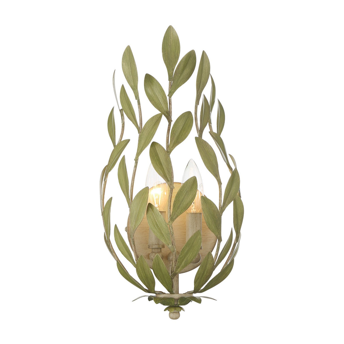 Broche Two Light Wall Sconce in Champagne Green Tea