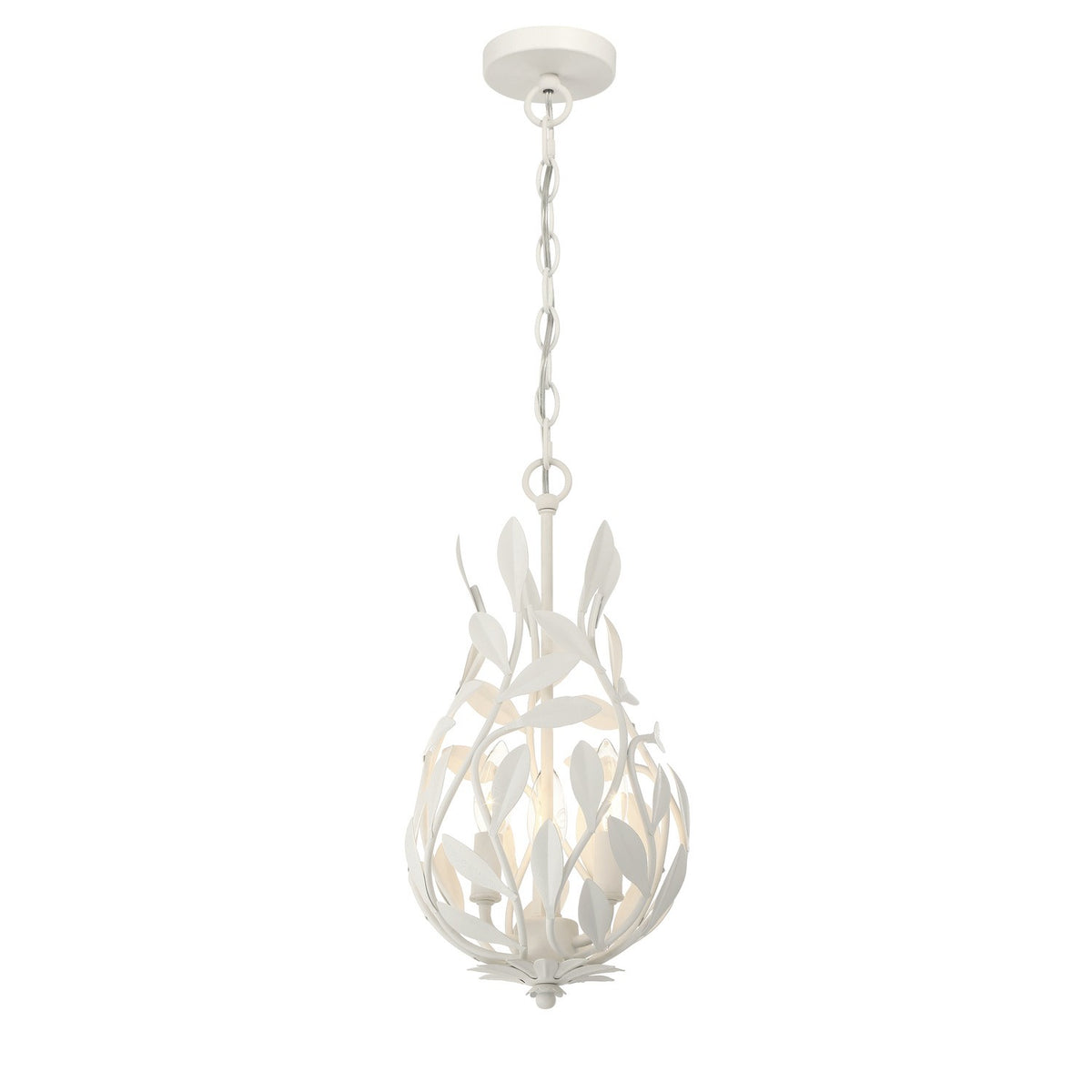 Broche Three Light Chandelier in Matte White